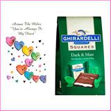 Send Ghirardelli Chocolate Squares - Dark and Mint  (Large) with Free Valentine Card to Usa