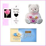White Chocolate Hershey's with A Soft Toy and a Valentine Card