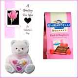 Dark and Raspberry Ghirardelli (Large) with a Soft Toy and a Valentine Card