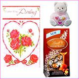 Hazelnut Milk Chocolate Lindor Truffles   (Large) with a Soft Toy and a Valentine Card