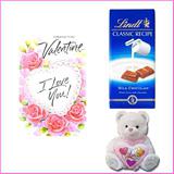 Lindt Bar - Toffee Milk Chocolate with a Soft Toy and a Valentine Card