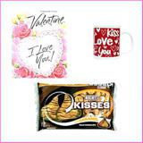 Valentine's Day Themed Coffee Mugs with 3 Oz Hershey' Kisses and a Card