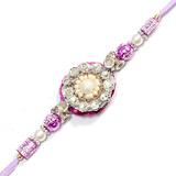 Purple and Silver Colored Floral Rakhi