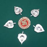 German Silver Diya With Rangoli