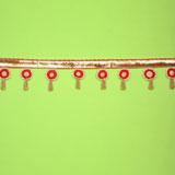 Golden Zari & Red Floral Door Hanging