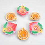 Multi-colored Diwali Diya Set