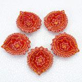 Earthen Diyas with Swastik