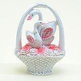 A Pair of Swan on a Flower Basket