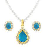 New Sky Blue Stone Pearl Set