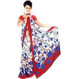 Red and White Crepe Jacquard Saree 