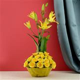20 Yellow Roses & 2 Stems Lilies