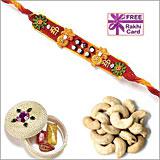 Send Ethnic Rakhi with 50 grams Cashews to USA