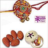 Send Ethnic Rakhi with 50 grams Almonds to USA