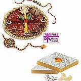 Send Rakhi Thali with 225 grams Kaju Katli to USA