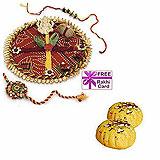Send Rakhi Thali with 450 grams Kesar Peda to USA
