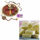 Send Rakhi Thali with Haldiram COCONUT BURFEE 400 GMS to USA