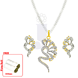 Send White CZ Stone Pendant Set to India