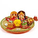 Zari Net Pooja Thali