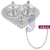Send Puja Thali With Natural Pearl Set to Mumbai