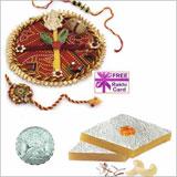 Send Rakhi Thali Katli Hamper- Large to Usa
