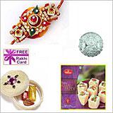 Send Rakhi with Mini Haldiram Soan Papadi and Free Silver Coin to Usa