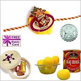 Send Rakhi with Haldiram Rajbhog and Free Silver Coin to Usa