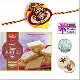 Send Rakhi with Haldiram KAJU BURFEE and Free Silver Coin to Usa