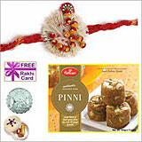 Send Rakhi with Haldiram PINNI and Free Silver Coin to Usa