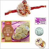 Send Rakhi with Haldiram PISTA BURFEE and Free Silver Coin to Usa
