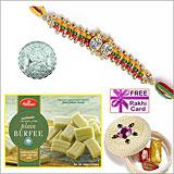 Send Rakhi with Haldiram PLAIN BURFEE and Free Silver Coin to Usa