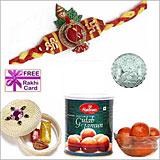 Send Rakhi with Haldiram Gulab Jamun and Free Silver Coin(USA) to Usa