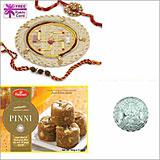 Send Rakhi Thali with Haldiram PINNI and Free Silver Coin to Usa