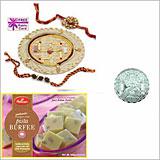 Send Rakhi Thali with Haldiram PISTA BURFEE and Free Silver Coin to Usa