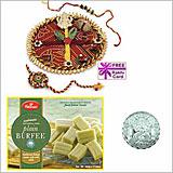 Send Rakhi Thali with Haldiram PLAIN BURFEE  and Free Silver Coin to Usa