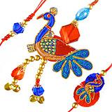 Peacock Rakhi Set to India