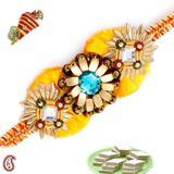 Send Premium Moli Zardosi Rakhi with coloured crystal to Usa