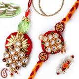 Send Ethnic Bhaiya-Bhabhi Rakhi pair with kundan work to Usa