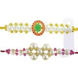 Send BhaiyaBhabhi CZ and Pink Beads Pearl Rakhis to Usa