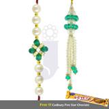 Send BhaiyaBhabhi Green Beads Pearl Hamper Rakhis to Usa