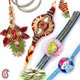 Send Handcrafted Crystal work Family Rakhi set to Usa
