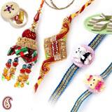 Send Handcrafted Family Rakhi set with coloured crystals to Usa