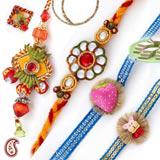 Send Traditional Kundan work Family Rakhi set to Usa