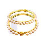 Peach Oval Pearl Bangles