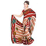 Send Maroon & Light Brown Crape Jacqard to Mumbai