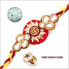 Swastik Kundan Rakhi with Free Silver Coin  