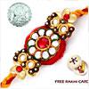 Zardosi 10 Diamond Flower Rakhi with Free Silver Coin 
