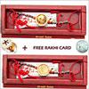 22K Gold Plated Rakhi Pair - Set of 2 with Free Silver Coin 