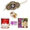 One Rakhi, 1 Kg. Haldirams Rasgulla with 250 Gms. Soan Papri 