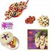 Haldirams 500Gms. Soan Papri with 300 Gms. Assorted Dry Fruits and One Rakhi 