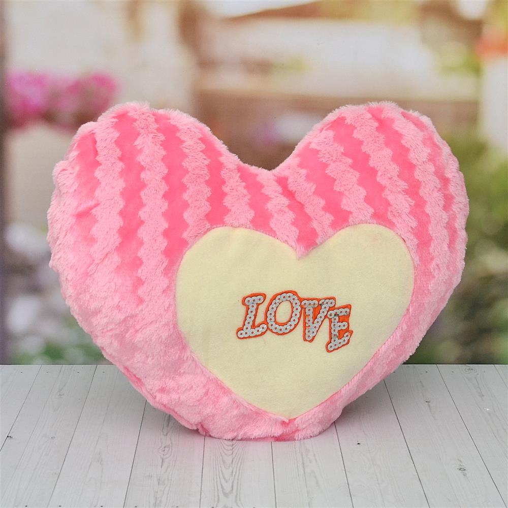 Pink Colored Heart Shaped Cushion